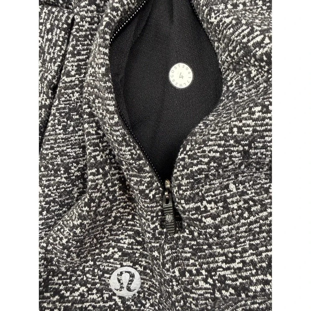 LULULEMON Runderful Sz4 Black/White Long Sleeve Rulu Knitted Running Shirt #1692